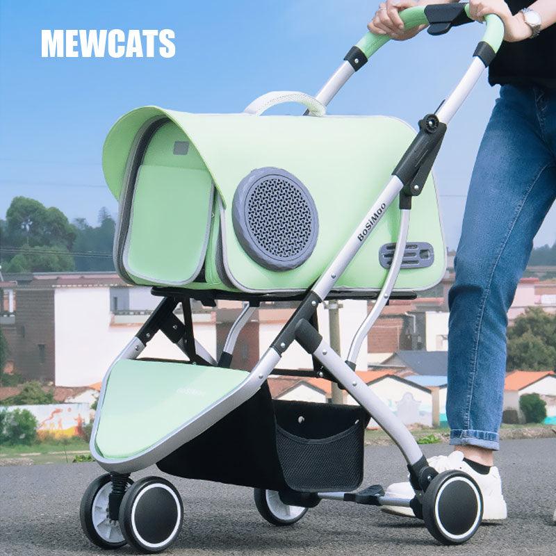 Split Cat Stroller 3 Color Pet Carrier with Wheels - MEWCATS