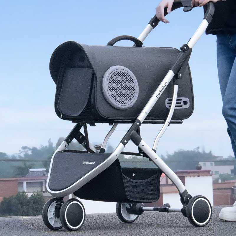Split Cat Stroller 3 Color Pet Carrier with Wheels