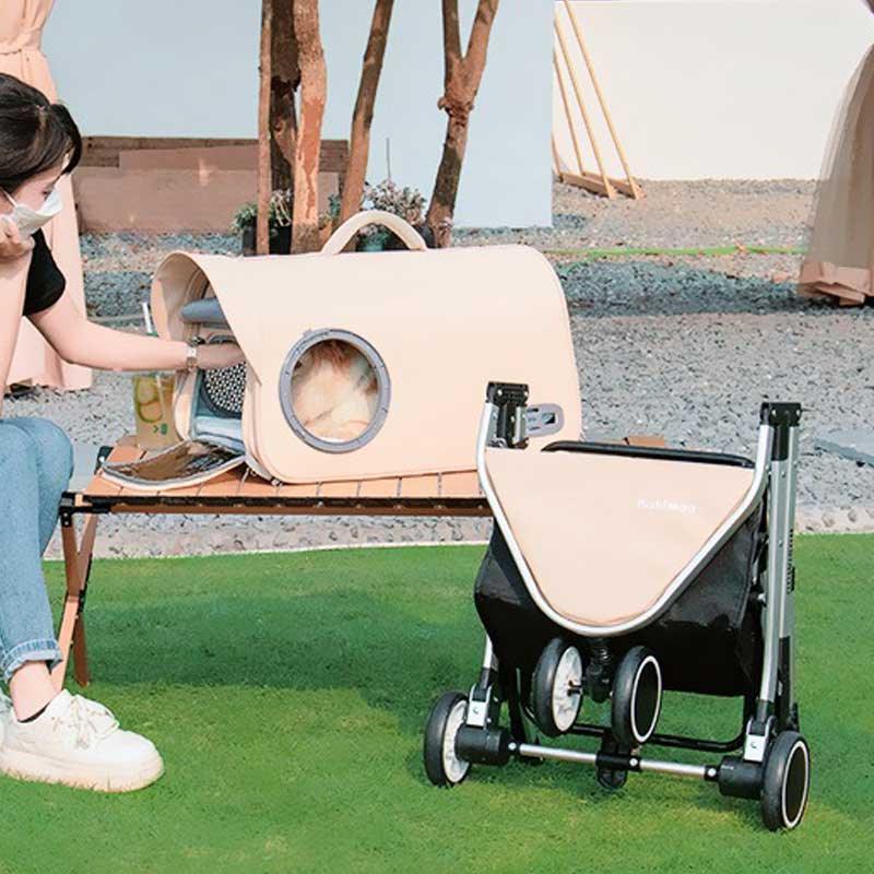 Split Cat Stroller 3 Color Pet Carrier with Wheels