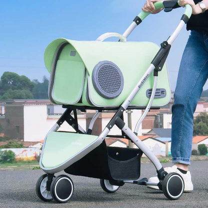 Split Cat Stroller 3 Color Pet Carrier with Wheels