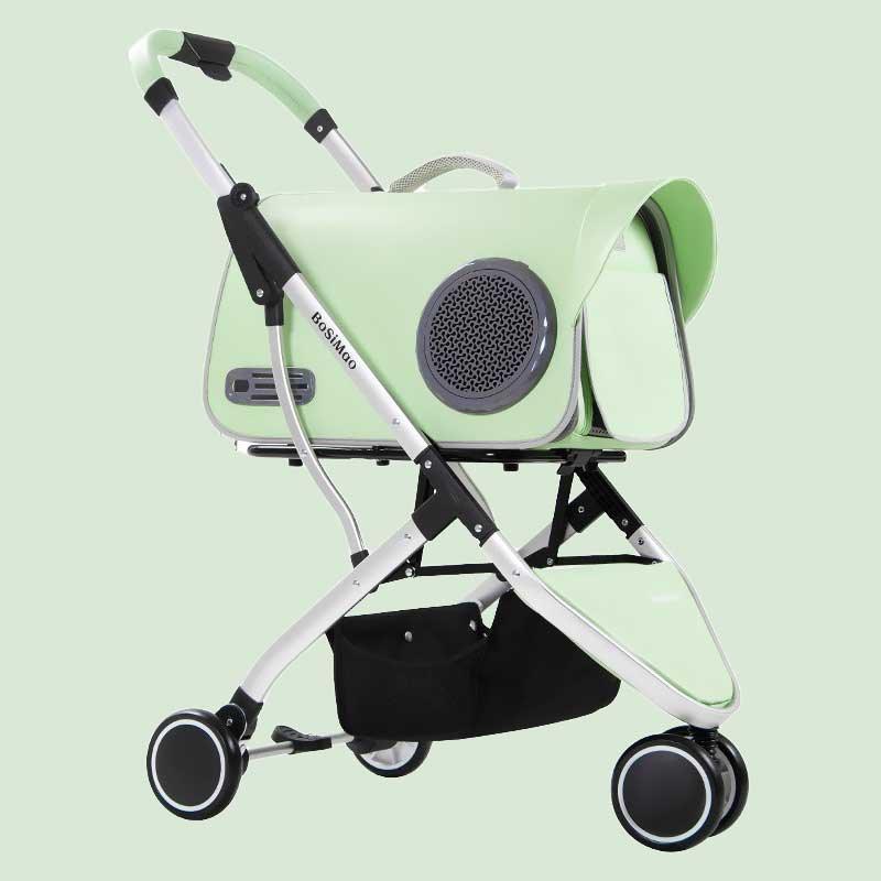 Split Cat Stroller 3 Color Green Pet Carrier with Wheels