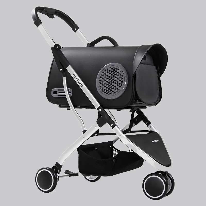 Split Cat Stroller 3 Color Black Pet Carrier with Wheels