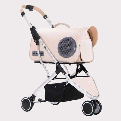 Split Cat Stroller 3 Color Pink Pet Carrier with Wheels