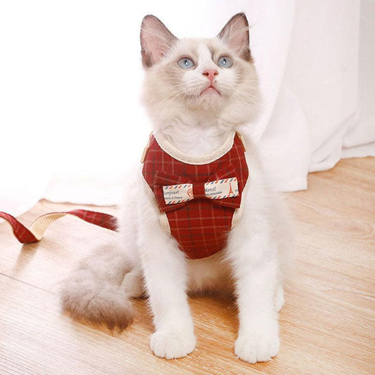 Cat Harness and Leash Clothes Vest Nylon Mesh Red Pet Collar Accessories