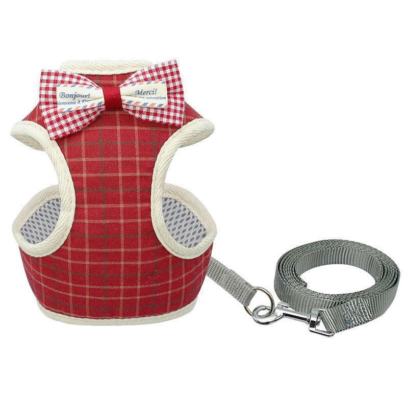 Striped Bowtie Cat Harness and Leash Vest 5 Color Cat Lead - MEWCATS