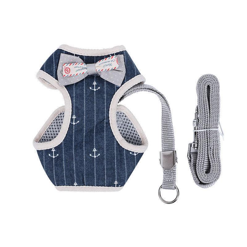 Striped Bowtie Cat Harness and Leash Vest 5 Color Cat Lead - MEWCATS