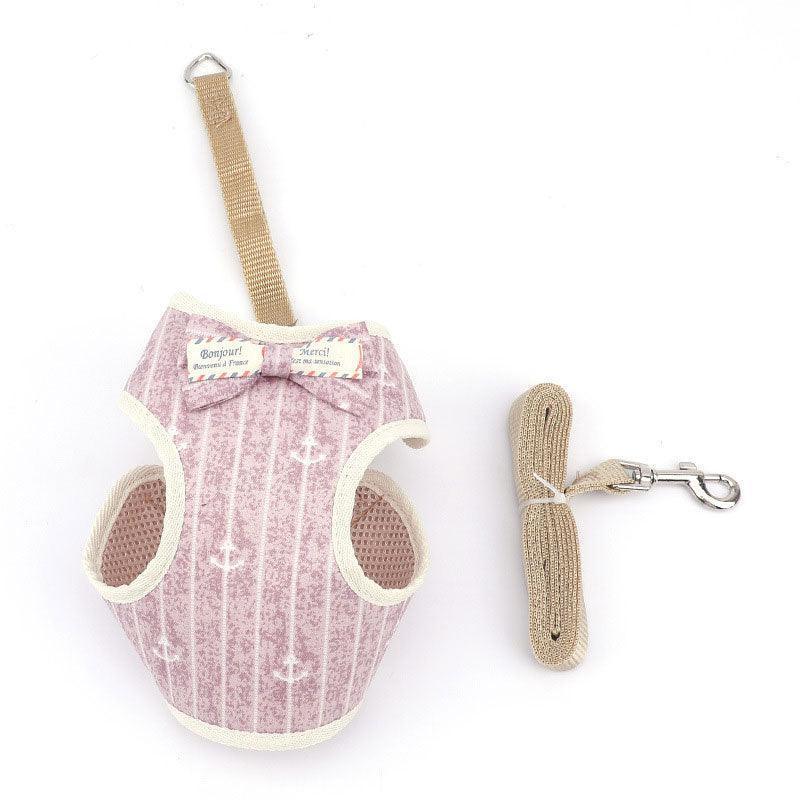 Striped Bowtie Cat Harness and Leash Vest 5 Color Cat Lead - MEWCATS