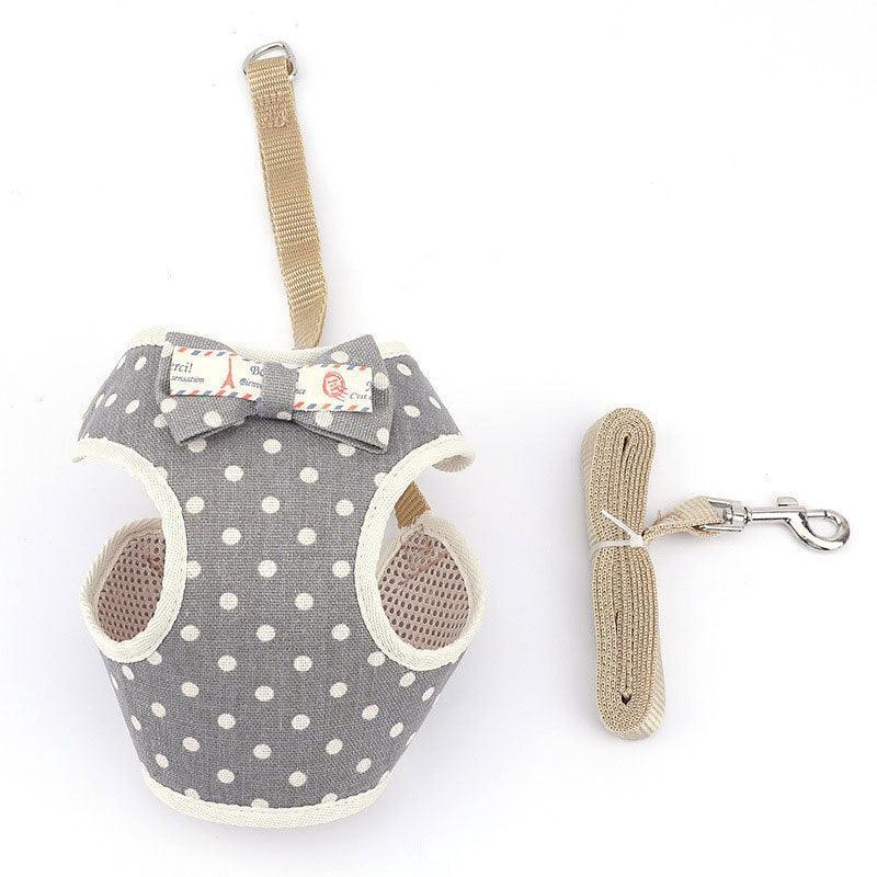 Striped Bowtie Cat Harness and Leash Vest 5 Color Cat Lead - MEWCATS