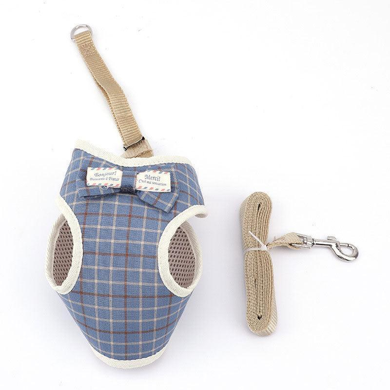Striped Bowtie Cat Harness and Leash Vest 5 Color Cat Lead - MEWCATS