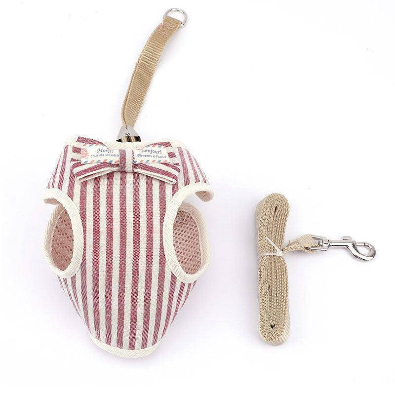 Striped Bowtie Cat Harness and Leash Vest 5 Color Cat Lead - MEWCATS