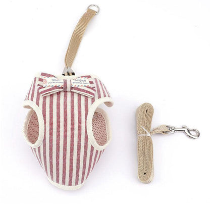 Striped Bowtie Cat Harness and Leash Vest 5 Color Cat Lead - MEWCATS