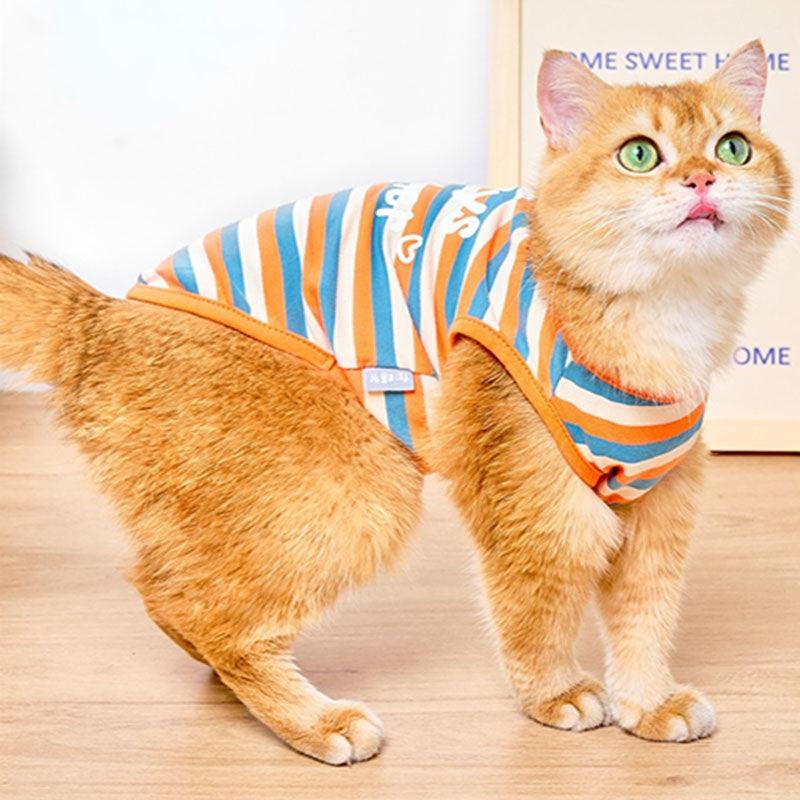 Striped Cat Clothes 2 Color Thin Cute Vest