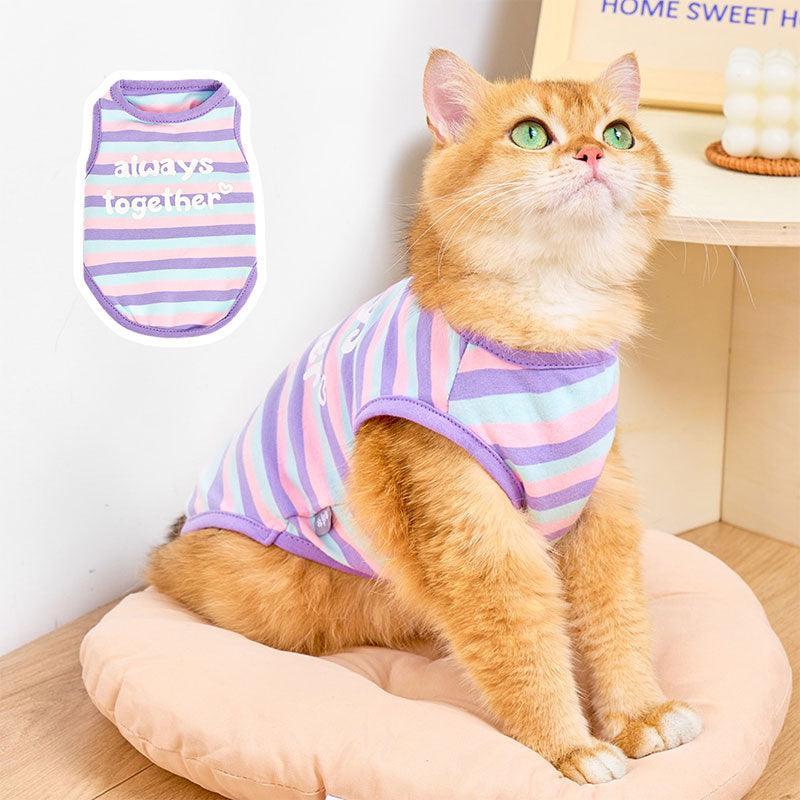 Striped Cat Clothes 2 Color Thin Cute Vest