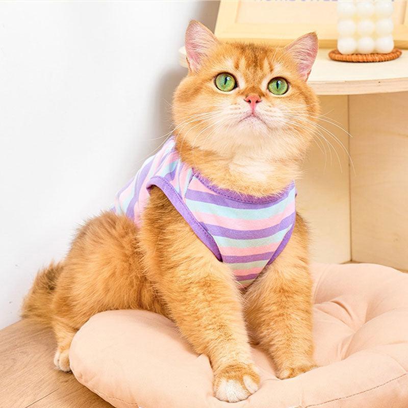 Striped Cat Clothes 2 Color Thin Cute Vest