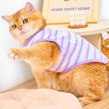 Striped Cat Clothes 2 Color Thin Cute Vest