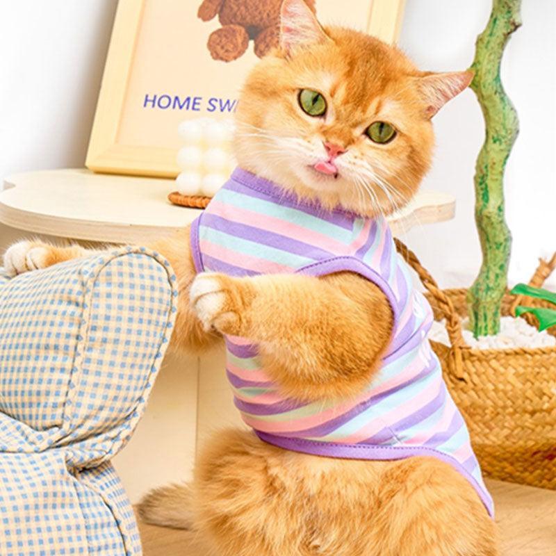 Striped Cat Clothes 2 Color Thin Cute Vest