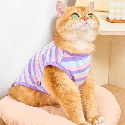 Striped Cat Clothes 2 Color Thin Cute Vest