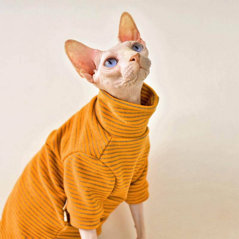 Striped Warm Sphynx Cat Bottom Shirt Clothes - MEWCATS