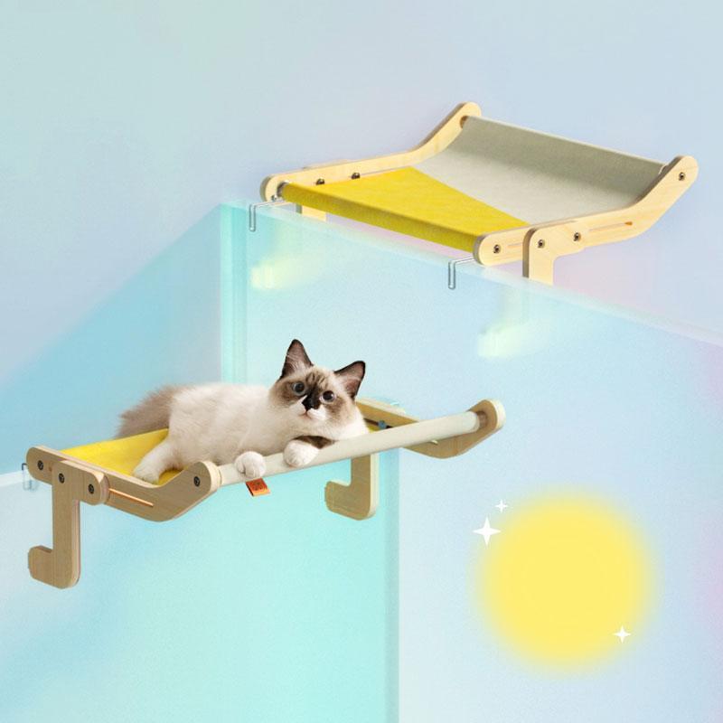 Sturdy Cat Window Wooden Perch Bed Hammock - MEWCATS