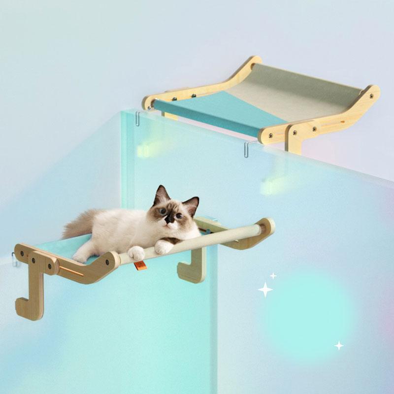 Sturdy Cat Window Wooden Perch Bed Hammock - MEWCATS