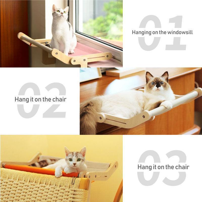 Sturdy Cat Window Wooden Perch Bed Hammock - MEWCATS