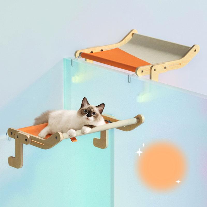 Sturdy Cat Window Wooden Perch Bed Hammock - MEWCATS