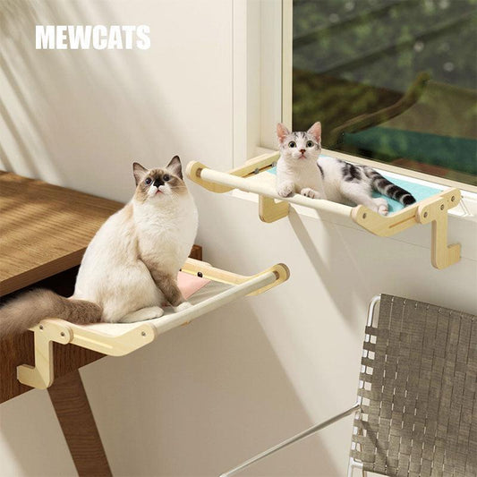 Sturdy Cat Window Wooden Perch Bed Hammock - MEWCATS