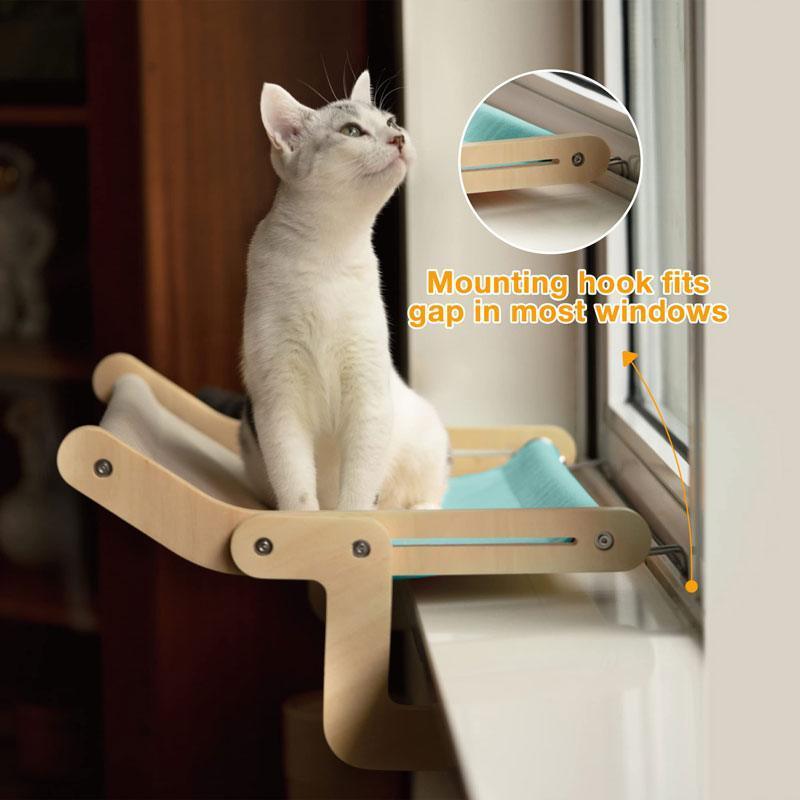 Sturdy Cat Window Wooden Perch Bed Hammock - MEWCATS