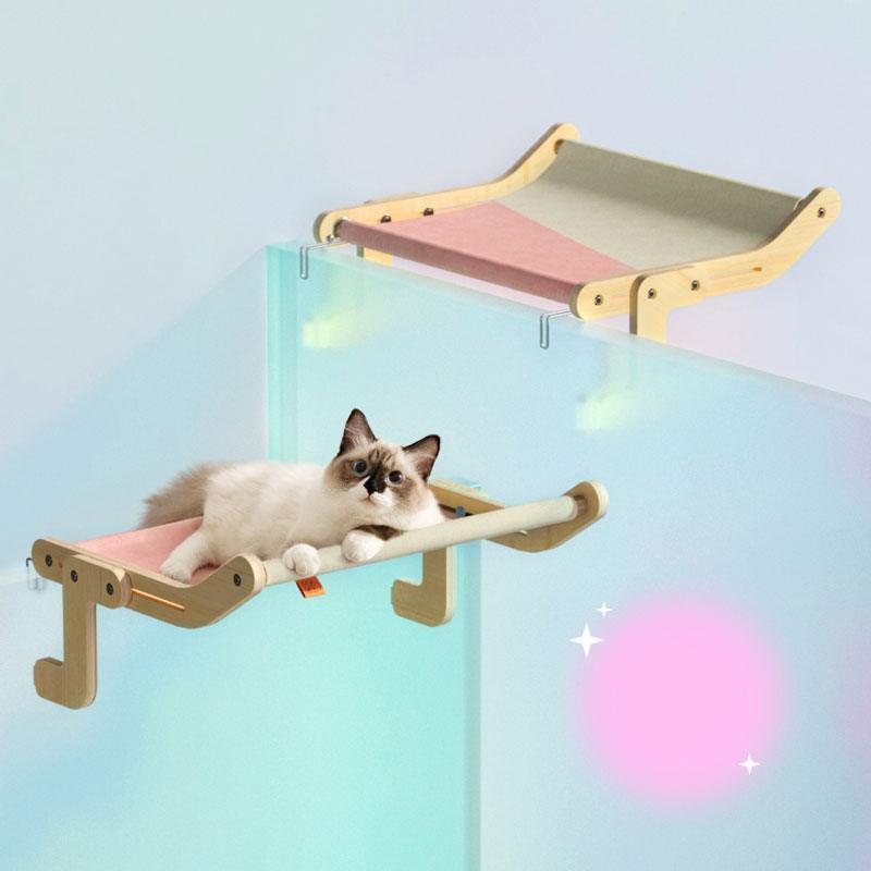 Sturdy Cat Window Wooden Perch Bed Hammock - MEWCATS
