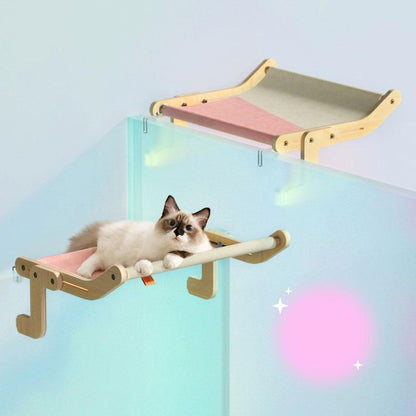 Sturdy Cat Window Wooden Perch Bed Hammock - MEWCATS