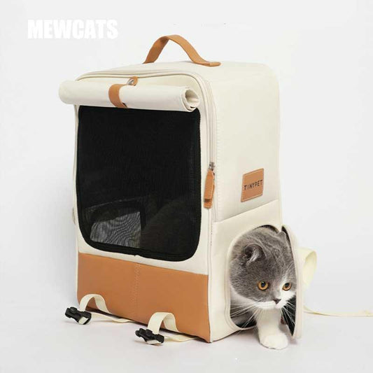 Stylish Cat Carrier Bag Canvas Large Pet Backpack