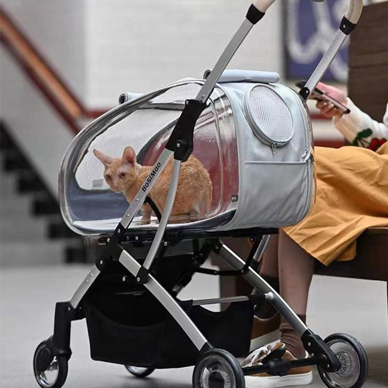 cat stroller carrier travel system Stylish Detachable Cat Stroller 3 Color Pet Carrier on Wheels MEW00328 / Transparently / 27.5*14.9*40.5inch / weight within 33lb
