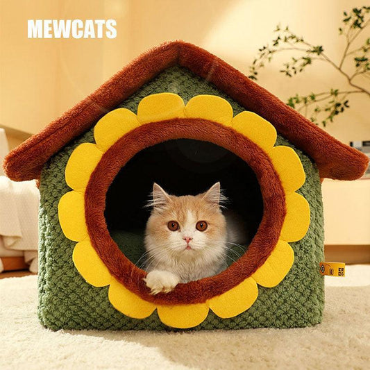 Sunflower House Cat Bed Detachable Three-Dimensional Cat Nest