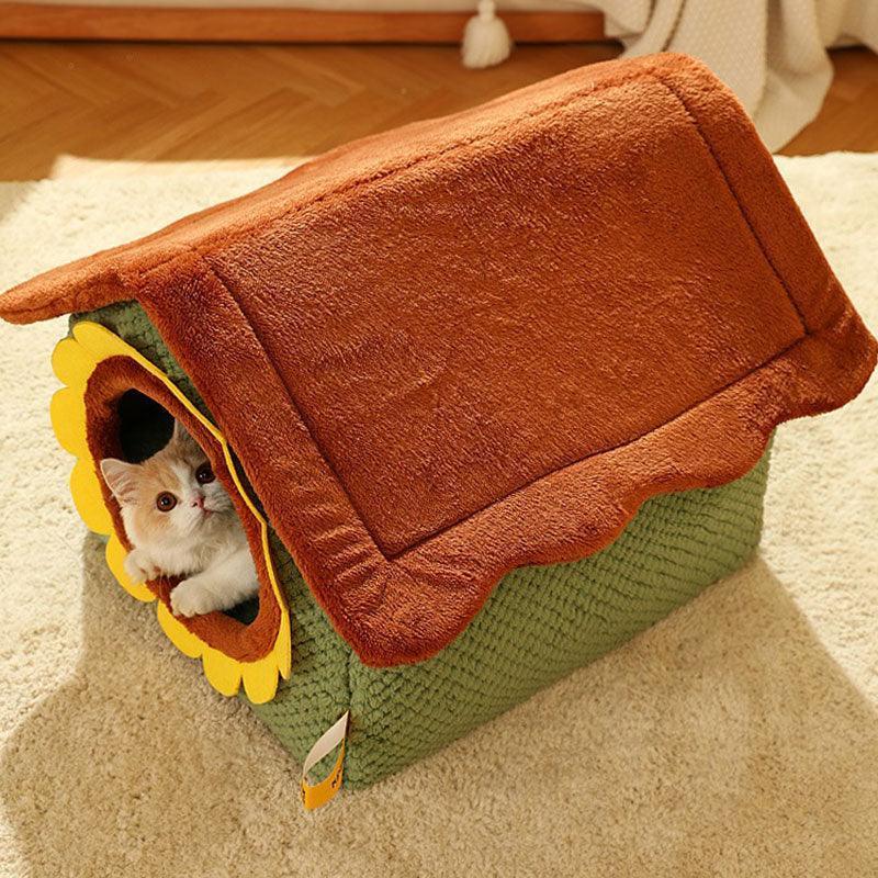 Sunflower House Cat Bed Detachable Three-Dimensional Cat Nest