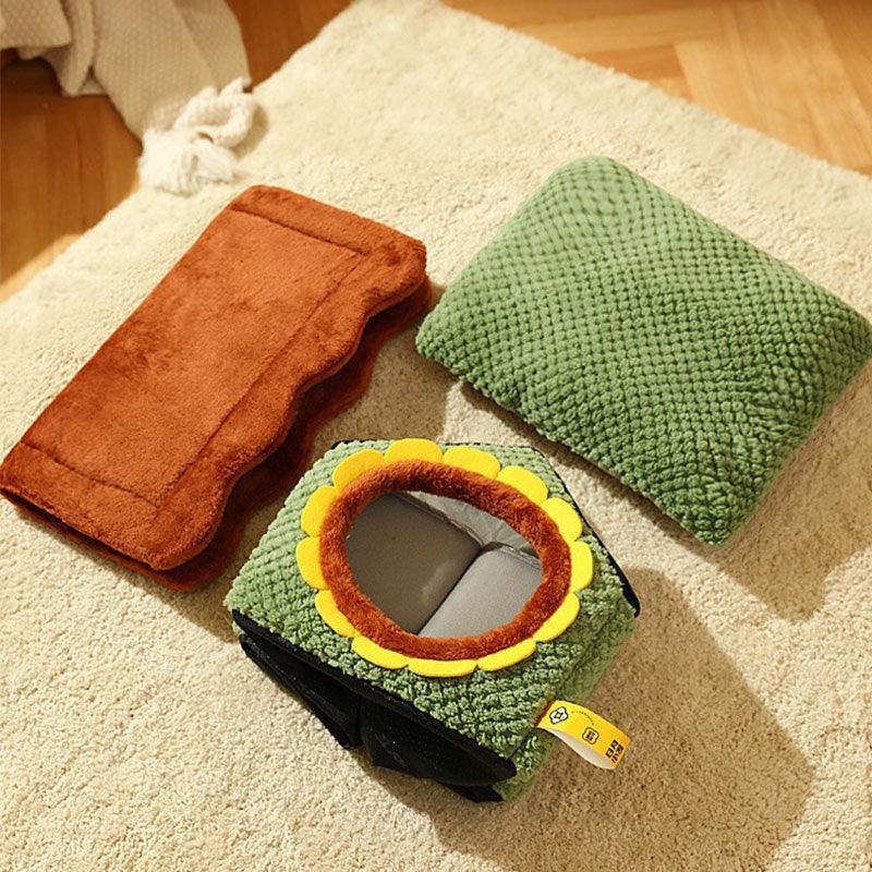 Sunflower House Cat Bed Detachable Three-Dimensional Cat Nest