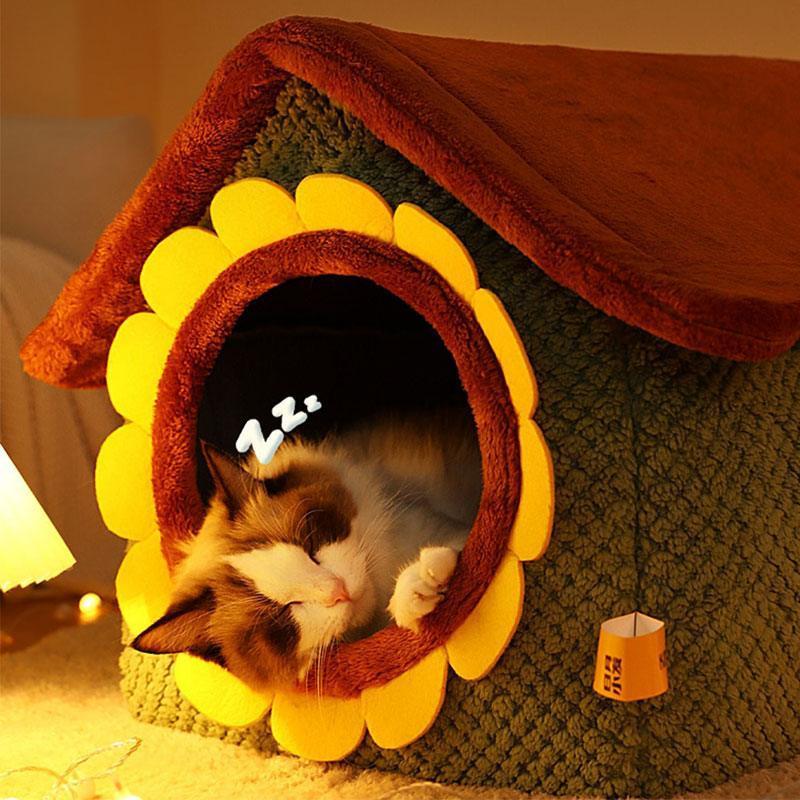 Sunflower House Cat Bed Detachable Three-Dimensional Cat Nest