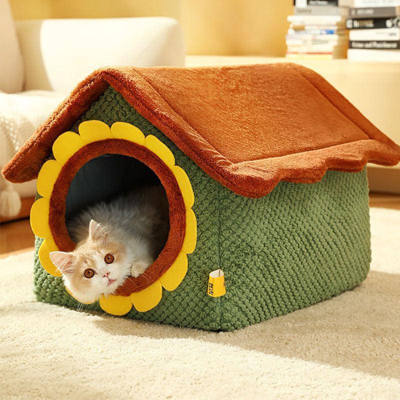 Sunflower House Cat Bed Detachable Three-Dimensional Cat Nest