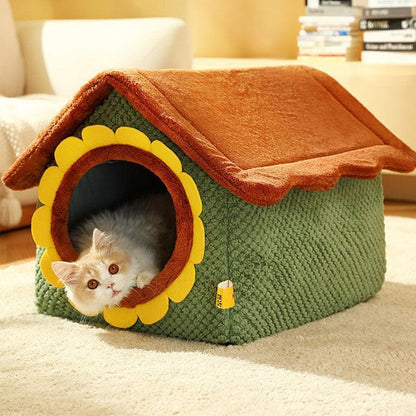 Sunflower House Cat Bed Detachable Three-Dimensional Cat Nest