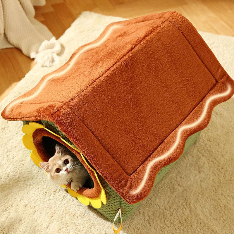 Sunflower House Cat Bed Detachable Three-Dimensional Cat Nest