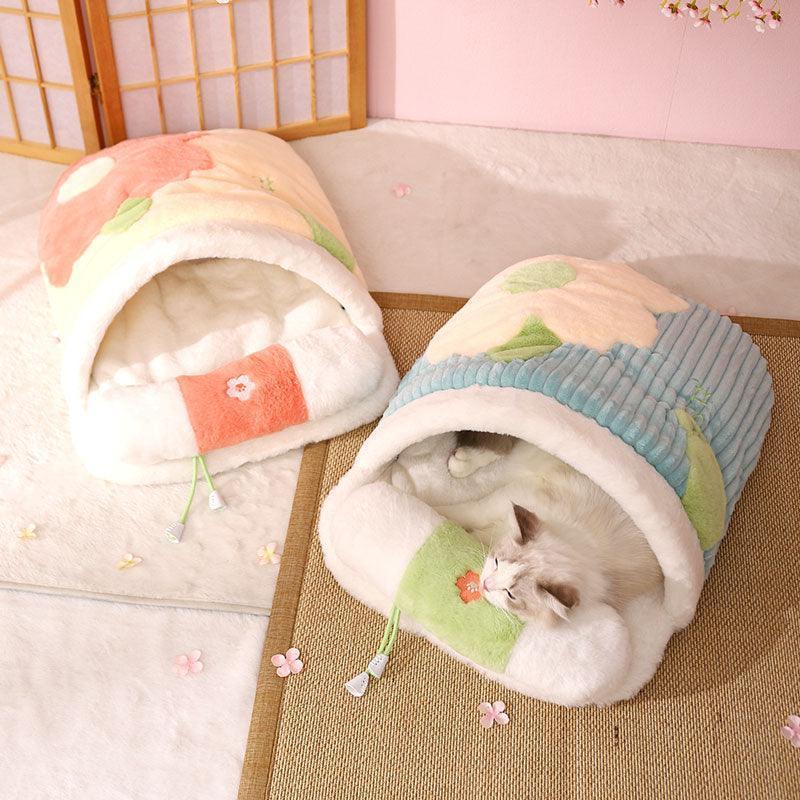 Super Warm Cat Bed Nest with Removable Pillow - MEWCATS