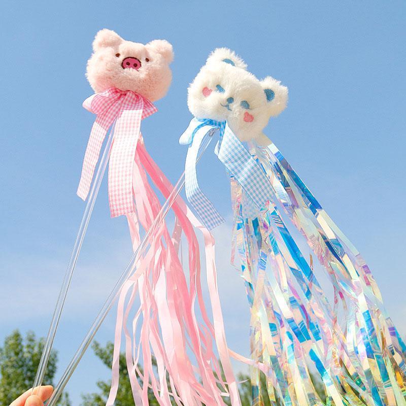 Teaser Cat Stick Toys Long Pole Bear Ribbon Tassel Bell