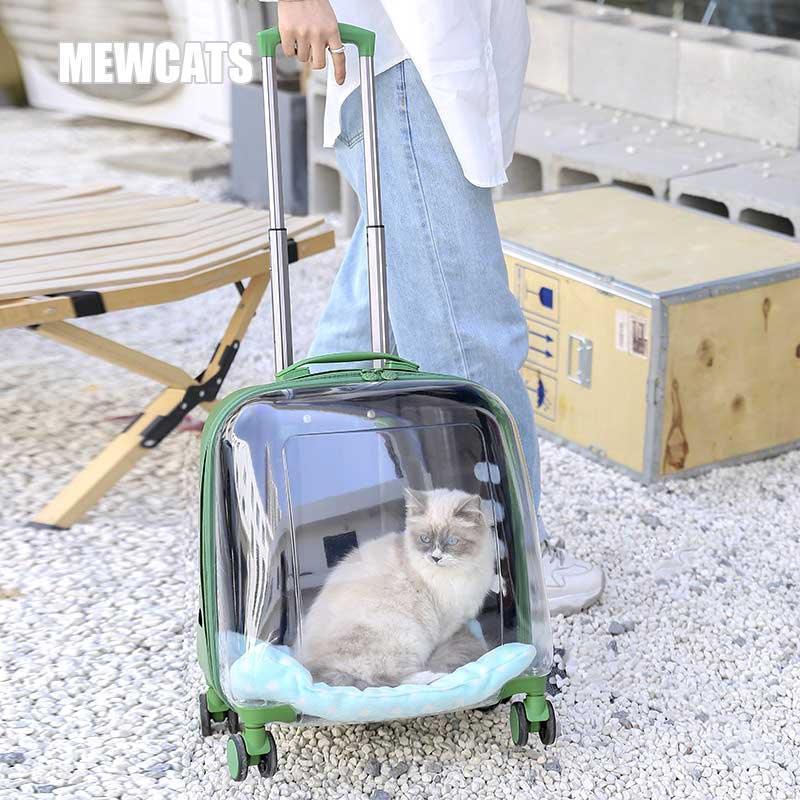 Transparent Cat Trolley Case Carrier With Wheels