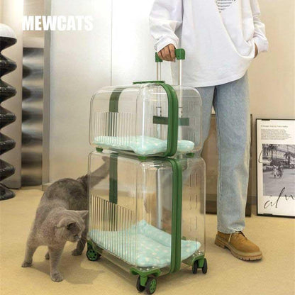 Transparent Cat Trolley Case Carrier With Wheels