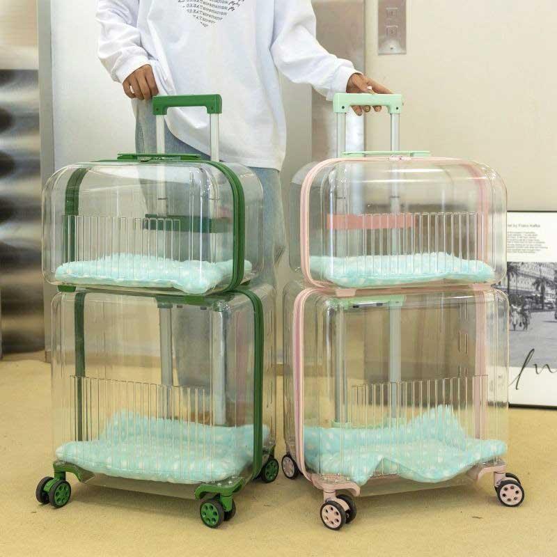 Transparent Cat Trolley Case Carrier With Wheels