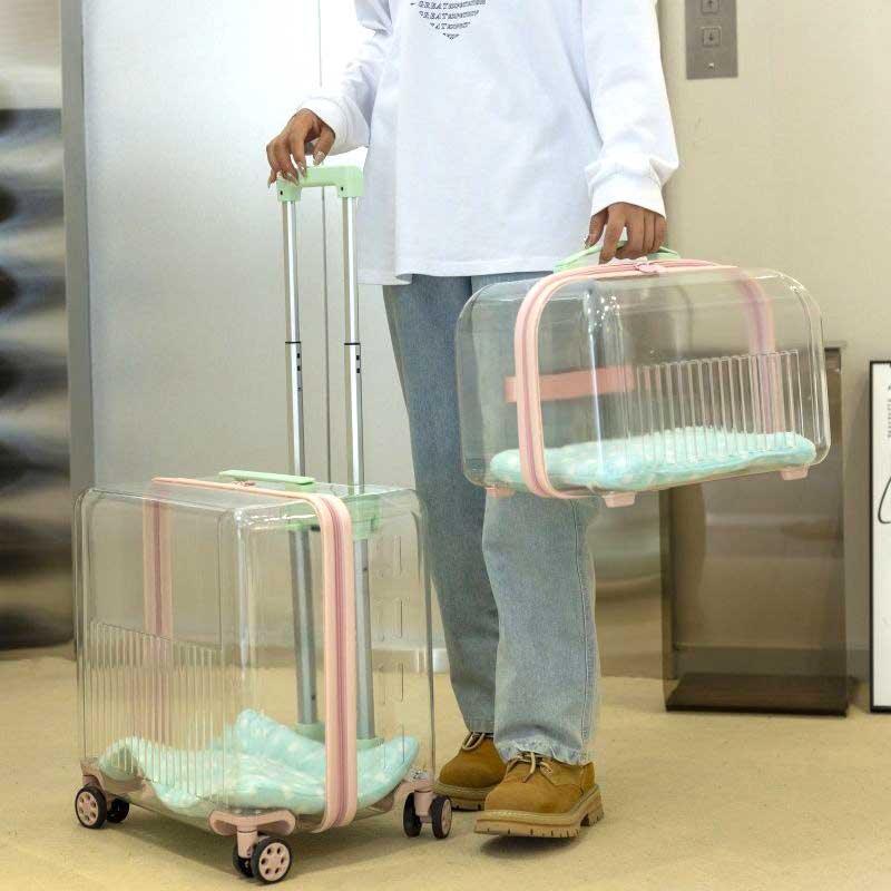 Transparent Cat Trolley Case Carrier With Wheels