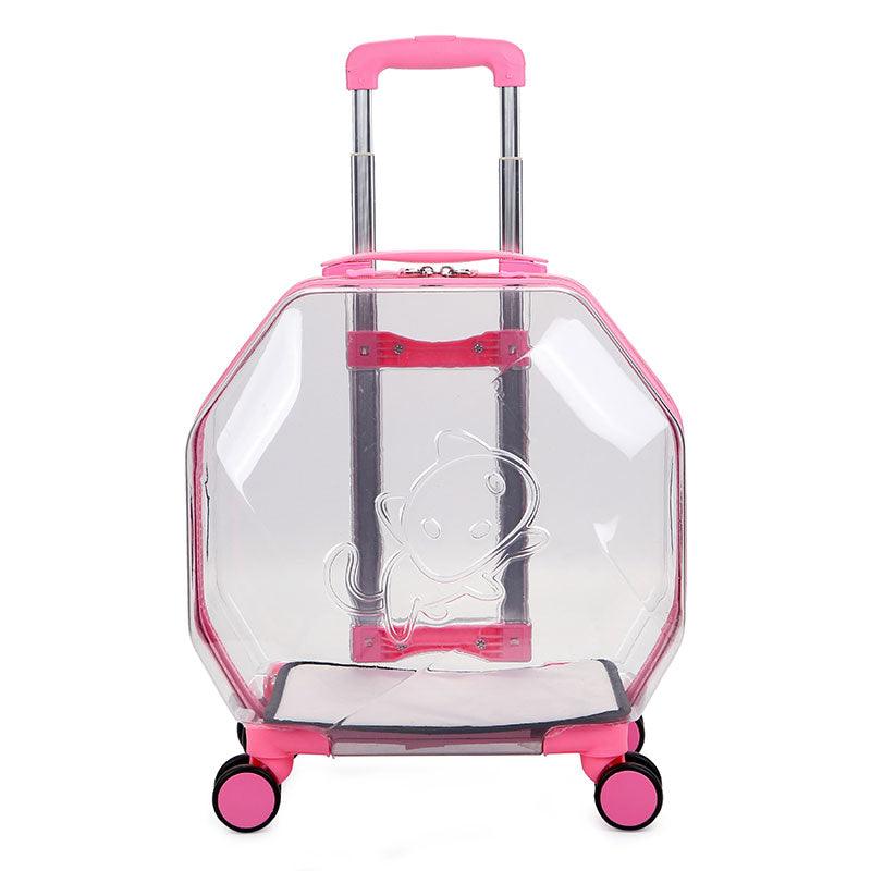 Transparent Cat Trolley Tote With Wheels Rolling Carrier - MEWCATS