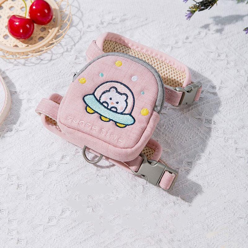 Cat Leash Set Harness Pink Breathable Travel Supplies Bag Cat Lead