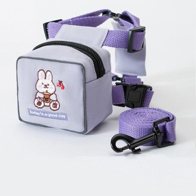 Cat Leash Set Harness Purple Breathable Travel Supplies Bag Cat Lead