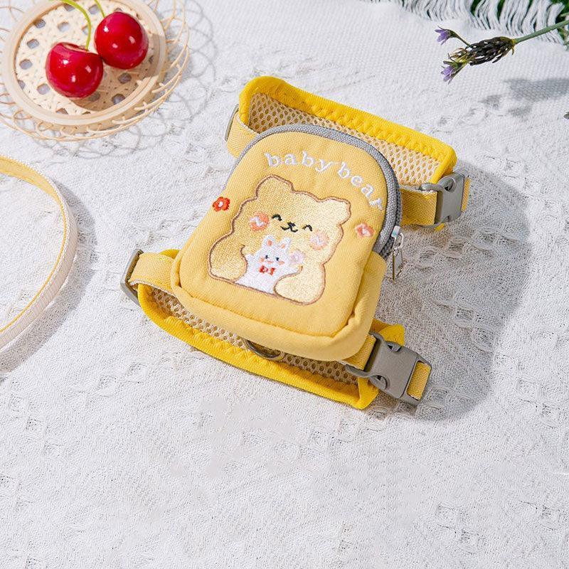 Cat Leash Set Harness Yellow Breathable Travel Supplies Bag Cat Lead