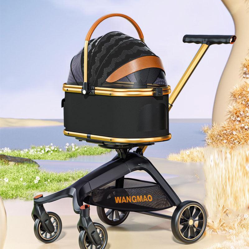 Travel Detachable Cat Stroller Pet Carrier With Wheels